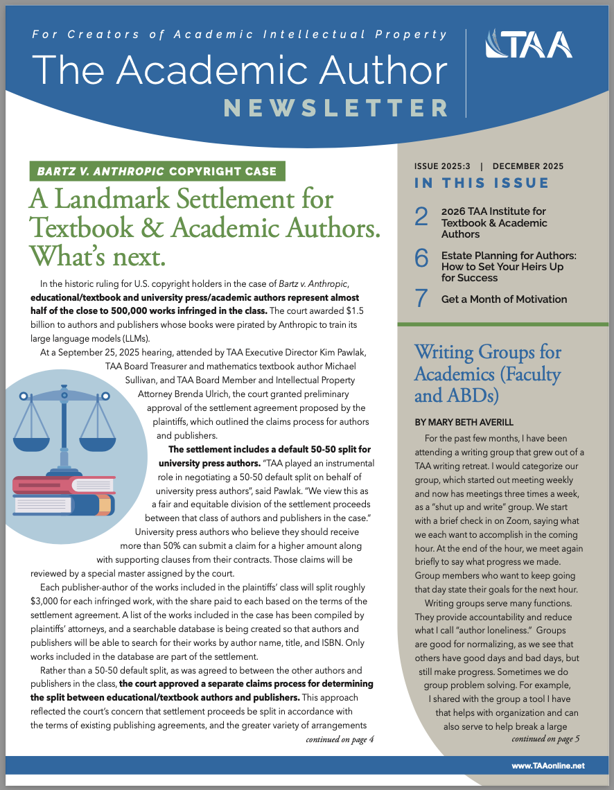 TAA Academic Author December 2025