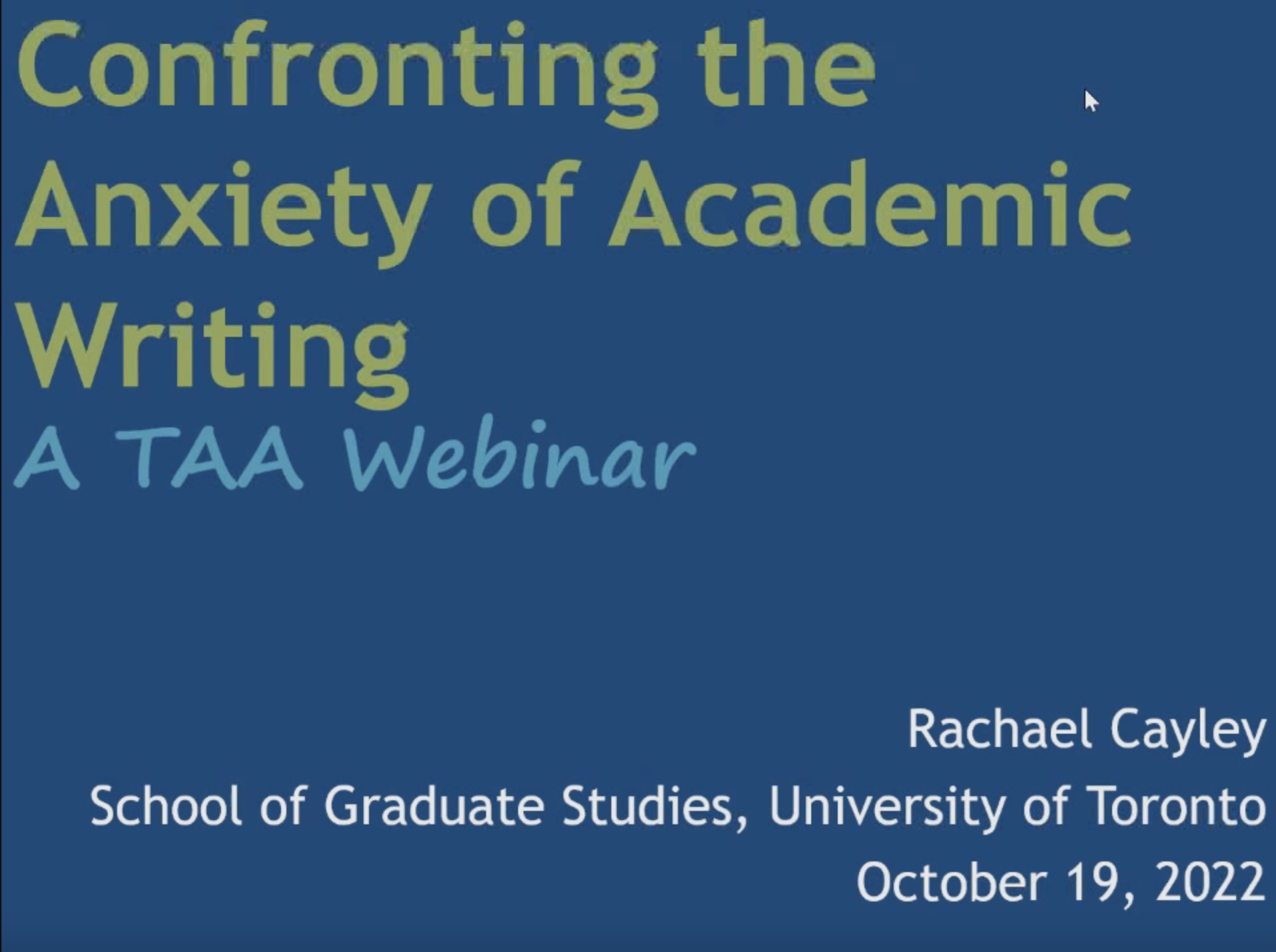 Confronting the Anxiety of Academic Writing